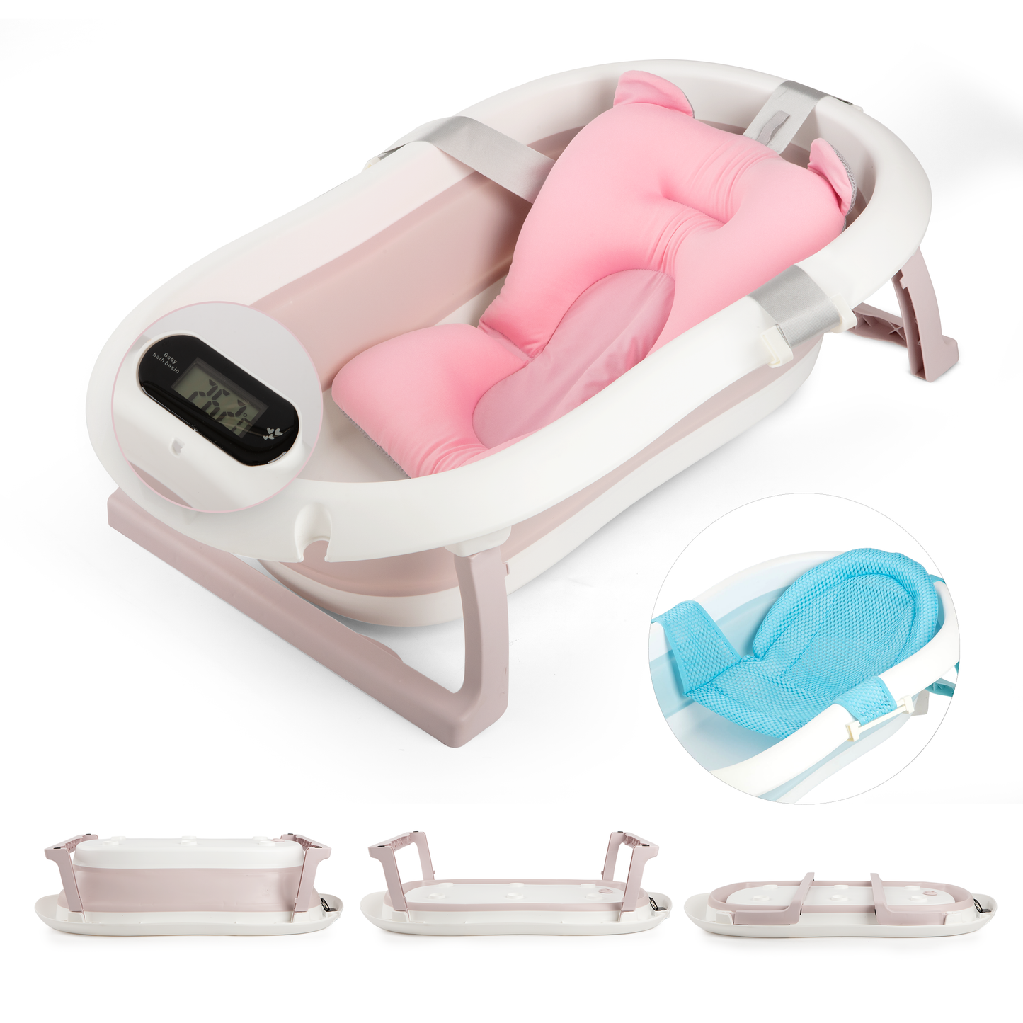 LullabyLuks® - Foldable Baby Bathtub with Real Time Temperature Display - LullabyLuks