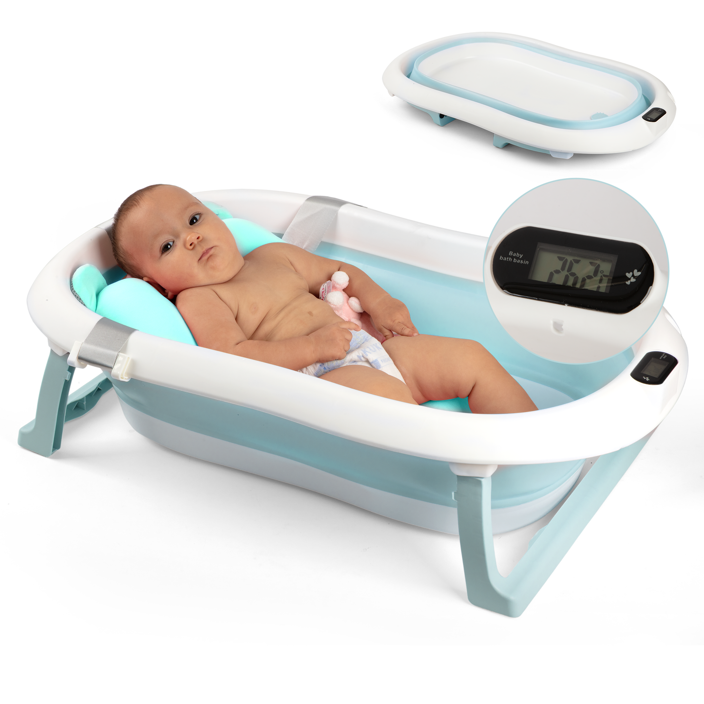 LullabyLuks® - Foldable Baby Bathtub with Real Time Temperature Display - LullabyLuks