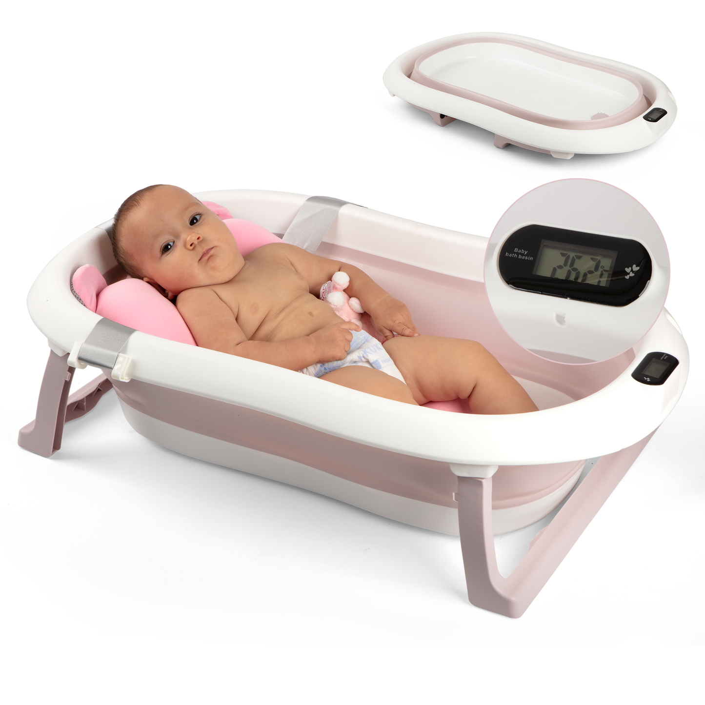 LullabyLuks® - Foldable Baby Bathtub with Real Time Temperature Display - LullabyLuks