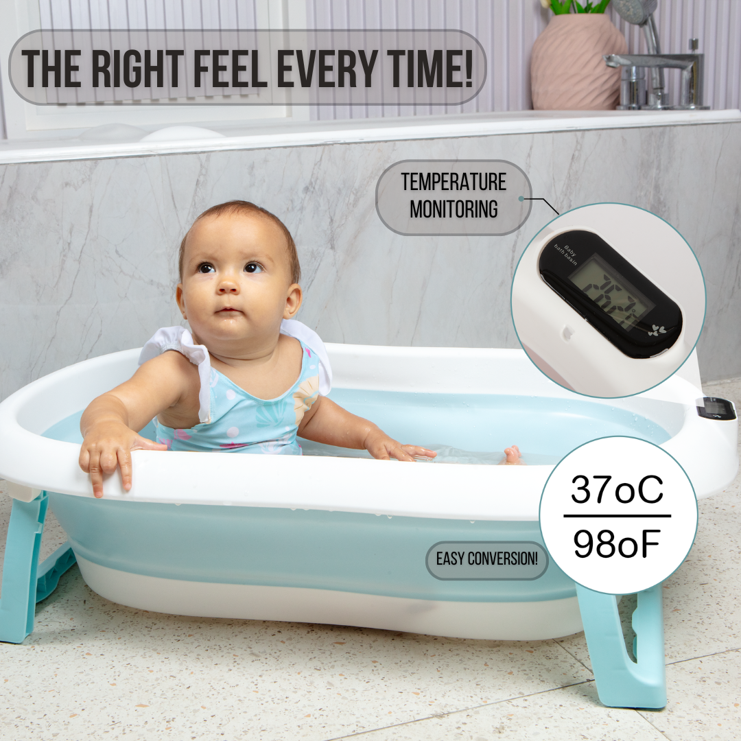 LullabyLuks® - Foldable Baby Bathtub with Real Time Temperature Display - LullabyLuks