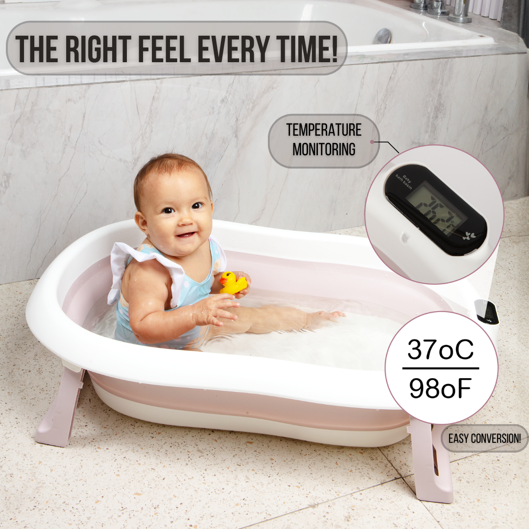 LullabyLuks® - Foldable Baby Bathtub with Real Time Temperature Display - LullabyLuks